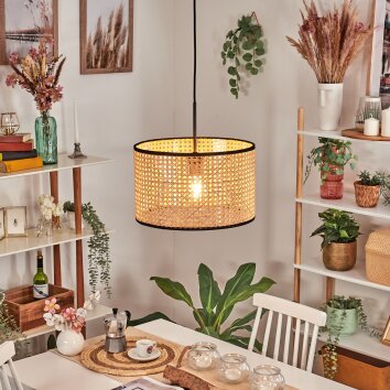 Ramila Hanglamp, Hanglamp Natuurlijke kleuren, Zwart, 1-licht