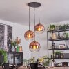 Koyoto Hanglamp, Kogellampje, Cluster hanglamp 30 cm Duidelijk, Koperkleurig, 3-lichts