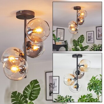 Koyoto Plafondlamp, Kogellampje Amber, Duidelijk, Rookkleurig, 4-lichts