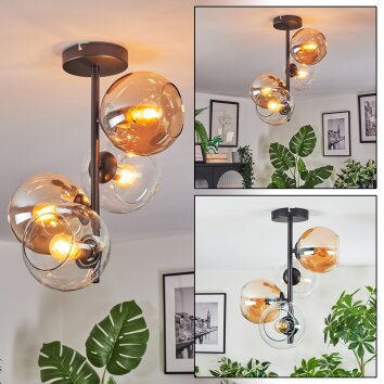 Koyoto Plafondlamp, Kogellampje Amber, Duidelijk, 4-lichts