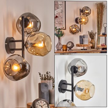 Ripoll Kogellampje, Wandlamp Amber, Rookkleurig, 3-lichts