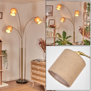 Soungou Staande lamp Messing, Zwart, 3-lichts