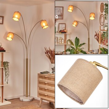 Soungou Staande lamp Messing, Zwart, Wit, 3-lichts