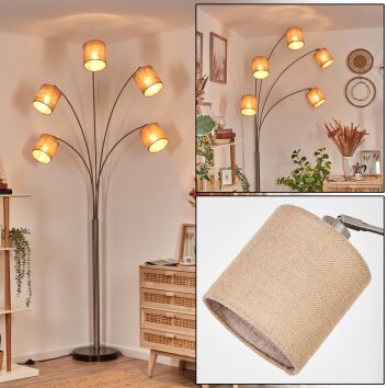 Soungou Staande lamp Nikkel mat, Zwart, 5-lichts