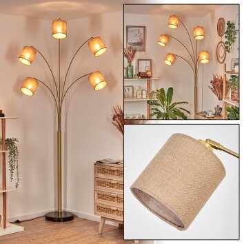 Soungou Staande lamp Messing, Zwart, 5-lichts