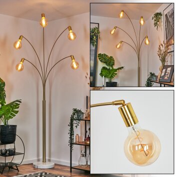 Codecro Staande lamp Messing, Zwart, Wit, 5-lichts