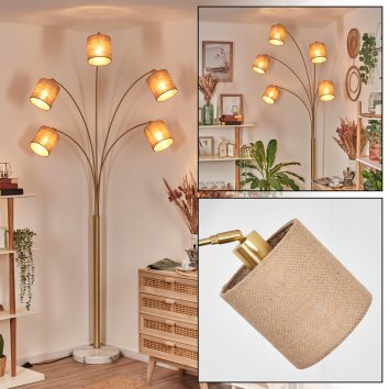 Soungou Staande lamp Messing, Zwart, Wit, 5-lichts