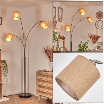 Soungou Staande lamp Nikkel mat, Zwart, Wit, 3-lichts
