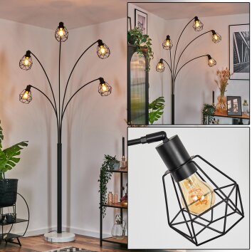 Yaak Staande lamp Zwart, Wit, 5-lichts