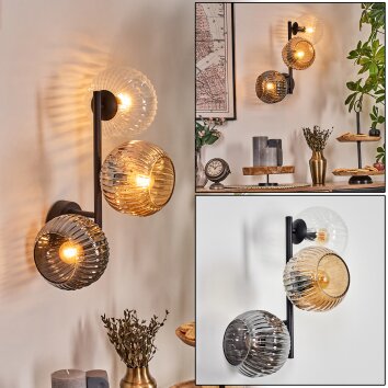 Ripoll Kogellampje, Wandlamp Amber, Duidelijk, Rookkleurig, 3-lichts