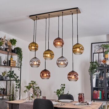 Ripoll Hanglamp, Kogellampje, Hanglamp Natuurlijke kleuren, Zwart, 8-lichts