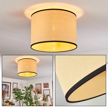 Chellas Plafondlamp Natuurlijke kleuren, Zwart, 1-licht