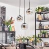 Ripoll Hanglamp, Kogellampje, Cluster hanglamp Chroom, Duidelijk, Rookkleurig, 3-lichts