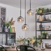 Ripoll Hanglamp, Kogellampje, Cluster hanglamp Chroom, Duidelijk, Rookkleurig, 3-lichts