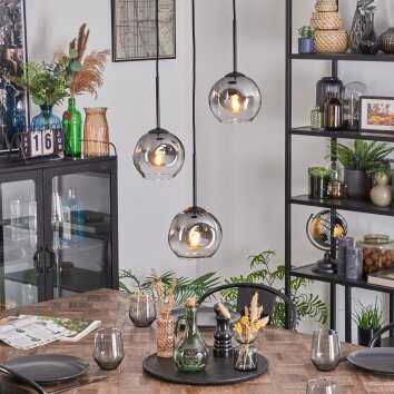 Ripoll Hanglamp, Kogellampje, Cluster hanglamp Duidelijk, Rookkleurig, 3-lichts