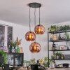 Koyoto Hanglamp, Kogellampje, Cluster hanglamp Koperkleurig, 3-lichts