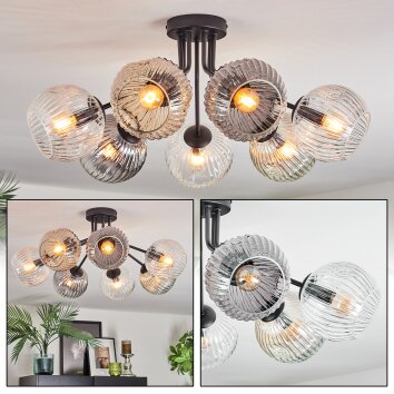 Ripoll Plafondlamp, Kogellampje Amber, Duidelijk, Rookkleurig, 7-lichts