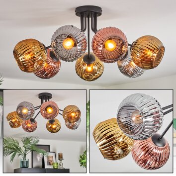Ripoll Plafondlamp, Kogellampje Chroom, Goud, Koperkleurig, Rookkleurig, 7-lichts
