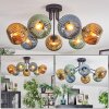 Koyoto Plafondlamp, Kogellampje Blauw, Goud, Groen, 7-lichts