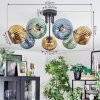 Koyoto Plafondlamp, Kogellampje Blauw, Goud, Groen, 7-lichts