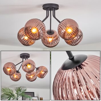 Koyoto Plafondlamp, Kogellampje 52 cm Koperkleurig, 5-lichts