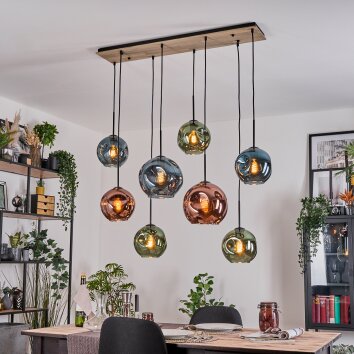 Ripoll Hanglamp, Kogellampje, Hanglamp Natuurlijke kleuren, Zwart, 8-lichts