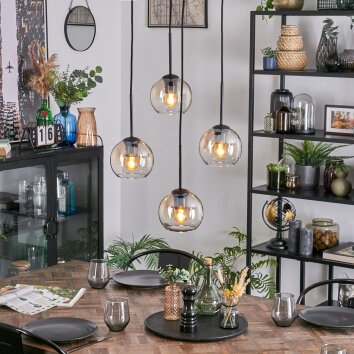 Koyoto Hanglamp, Kogellampje, Cluster hanglamp Amber, Duidelijk, 4-lichts