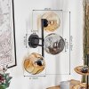 Ripoll Kogellampje, Wandlamp Amber, Rookkleurig, 3-lichts