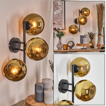 Koyoto Kogellampje, Wandlamp Goud, 3-lichts