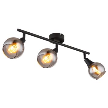 Globo Glyptar Plafondlamp, Plafondspot Zwart, 3-lichts