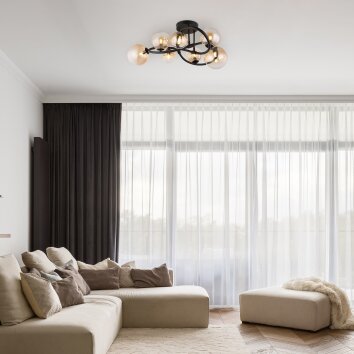 Globo Tuberius Plafondlamp LED Zwart, 7-lichts