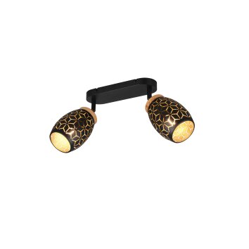 Reality Bidar Plafondspot Zwart-Goud, 2-lichts