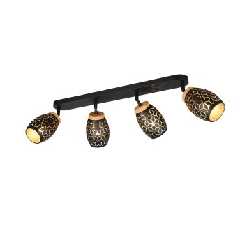 Reality Bidar Plafondspot Zwart-Goud, 4-lichts