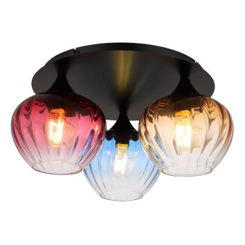 Globo Sander Plafondlamp Zwart, 3-lichts