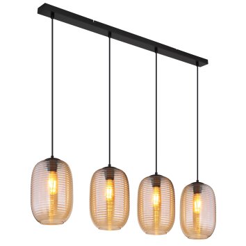 Globo Jefrey Hanglamp Zwart, 4-lichts