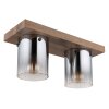Globo Underwood Plafondlamp Hout donker, Natuurlijke kleuren, 2-lichts