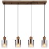 Globo Underwood Hanglamp Hout donker, Natuurlijke kleuren, 4-lichts