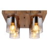 Globo Underwood Plafondlamp Hout donker, Natuurlijke kleuren, 4-lichts