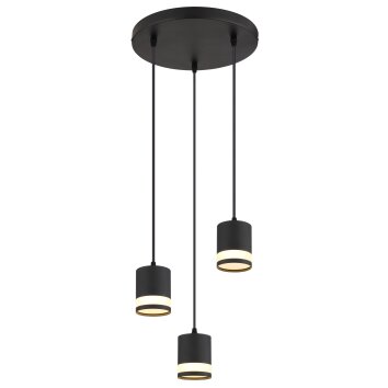 Globo Lucero Hanglamp Zwart, 3-lichts