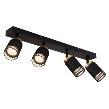 Globo Korben Plafondlamp Zwart, 4-lichts