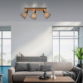 JUST LIGHT GERDA MICHEL Plafondlamp, Plafondspot Natuurlijke kleuren, Zwart, 3-lichts