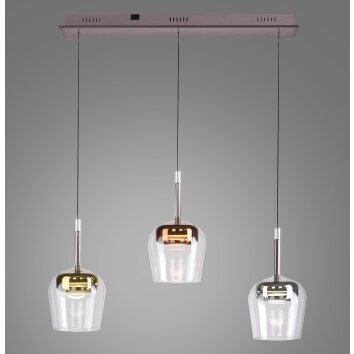 Paul Neuhaus Q-Serie Q-Kon Hanglamp LED Bruin, 3-lichts, Afstandsbediening