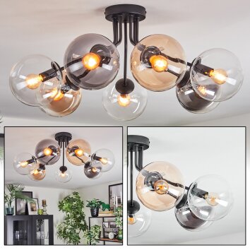 Gastor Plafondlamp, Kogellampje Amber, Duidelijk, Rookkleurig, 7-lichts