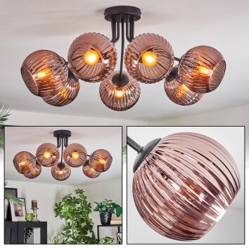 Koyoto Plafondlamp, Kogellampje Koperkleurig, 7-lichts