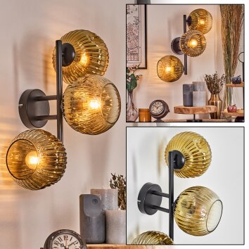 Ripoll Kogellampje, Wandlamp Goud, Duidelijk, 3-lichts