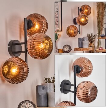 Ripoll Kogellampje, Wandlamp Koperkleurig, 3-lichts