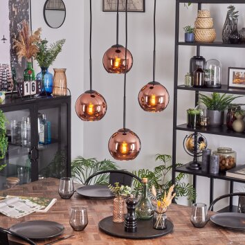 Koyoto Hanglamp, Kogellampje, Cluster hanglamp Koperkleurig, 4-lichts