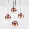 Koyoto Hanglamp, Kogellampje, Cluster hanglamp Duidelijk, Koperkleurig, 4-lichts