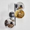 Ripoll Kogellampje, Wandlamp Chroom, Goud, Rookkleurig, 3-lichts