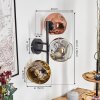 Ripoll Kogellampje, Wandlamp Chroom, Goud, Duidelijk, Koperkleurig, Rookkleurig, 3-lichts